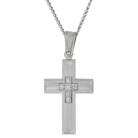 Λευκόχρυσος γυναικείος σταυρός 14 Καρατίων