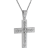 Λευκόχρυσος γυναικείος σταυρός με αλυσίδα 14 Καρατίων