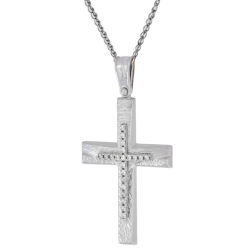 Λευκόχρυσος γυναικείος σταυρός 14 Καρατίων