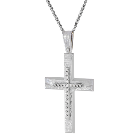 Λευκόχρυσος γυναικείος σταυρός 14 Καρατίων
