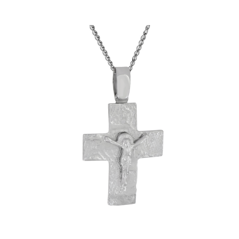 Λευκόχρυσος ανδρικός σταυρός 14 Καρατίων