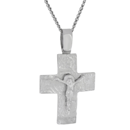 Λευκόχρυσος ανδρικός σταυρός 14 Καρατίων