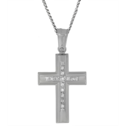 Λευκόχρυσος γυναικείος σταυρός 14 Καρατίων