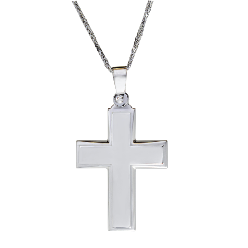 Λευκόχρυσος αντρικός σταυρός 14 Καρατίων