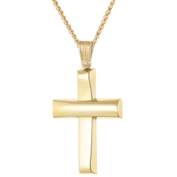 Χρυσός Ανδρικός σταυρός με αλυσίδα 14 Καρατίων