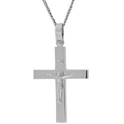 Λευκόχρυσος αντρικός σταυρός 14 Καρατίων