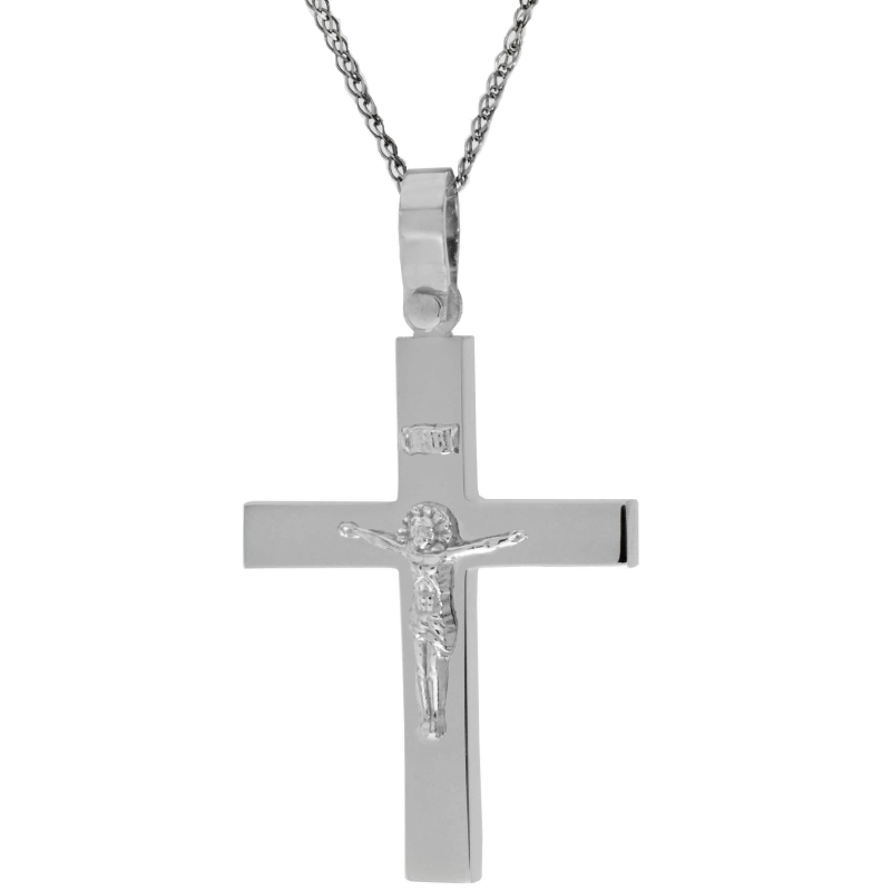 Λευκόχρυσος αντρικός σταυρός 14 Καρατίων