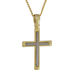 Χρυσός ανδρικός σταυρός με αλυσίδα 14 Καρατίων