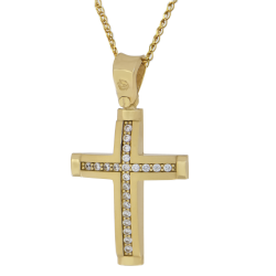 Χρυσός γυναικείος σταυρός με αλυσίδα 14 Καρατίων