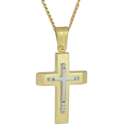 Χρυσός γυναικείος σταυρός με αλυσίδα 14 Καρατίων