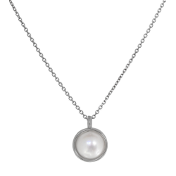 Κολιέ λευκόχρυσο 14 καρατίων μαργαριτάρι
