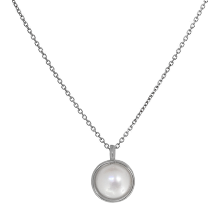 Κολιέ λευκόχρυσο 14 καρατίων μαργαριτάρι