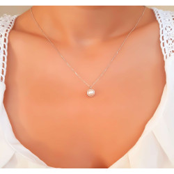 Κολιέ λευκόχρυσο 14 καρατίων μαργαριτάρι