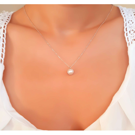 Κολιέ λευκόχρυσο 14 καρατίων μαργαριτάρι