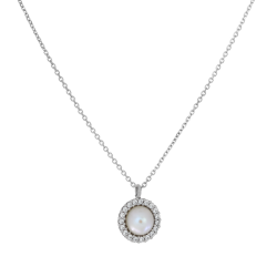 Κολιέ λευκόχρυσο 14 καρατίων δάκρυ με μαργαριτάρι