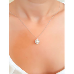 Κολιέ λευκόχρυσο 14 καρατίων δάκρυ με μαργαριτάρι