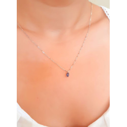 Κολιέ Λευκόχρυσο 9 καρατίων μονόπετρο οβάλ