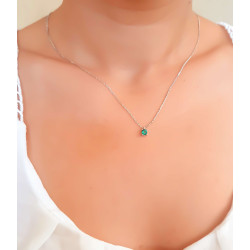 Κολιέ Λευκόχρυσο 9 καρατίων μονόπετρο