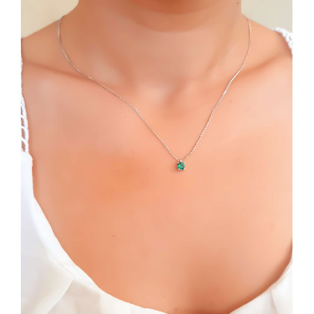 Κολιέ Λευκόχρυσο 9 καρατίων μονόπετρο