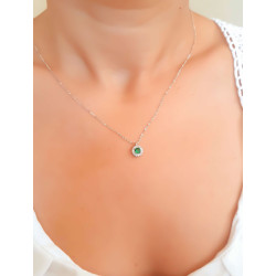 Κολιέ λευκόχρυσο 9 καρατίων ροζέτα