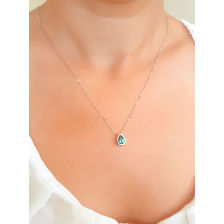 Κολιέ λευκόχρυσο 9 καρατίων δάκρυ