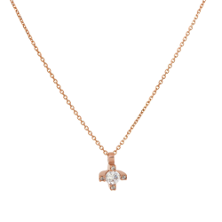 Κολιέ Ροζ Χρυσό 9 καρατίων μονόπετρο