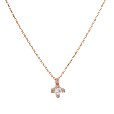 Κολιέ Ροζ Χρυσό 9 καρατίων μονόπετρο