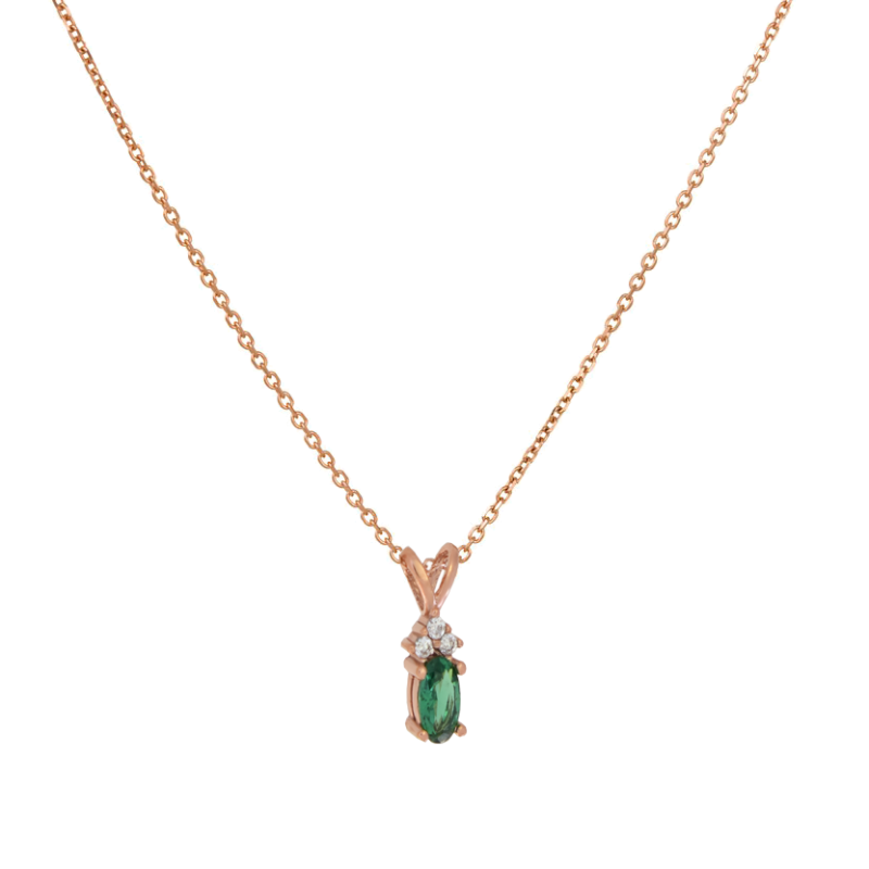 Κολιέ ροζ χρυσό 9 καρατίων οβάλ