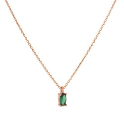 Κολιέ ροζ χρυσό 9 καρατίων οβάλ