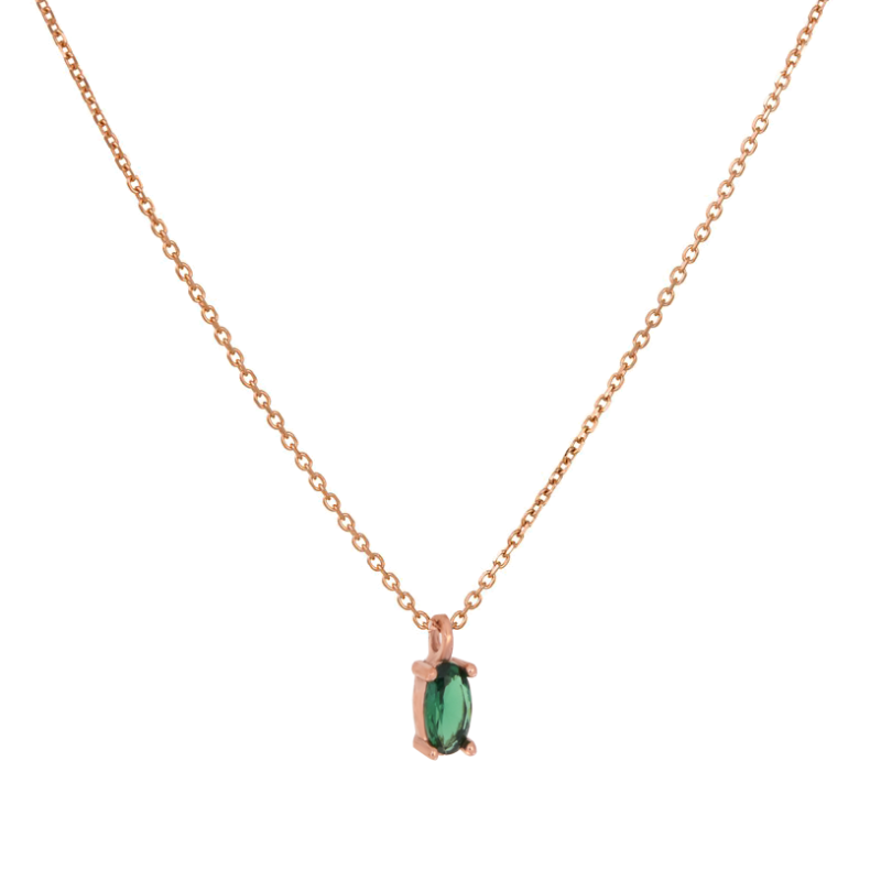 Κολιέ ροζ χρυσό 9 καρατίων οβάλ