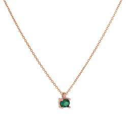 Κολιέ ροζ χρυσό 9 καρατίων μονόπετρο