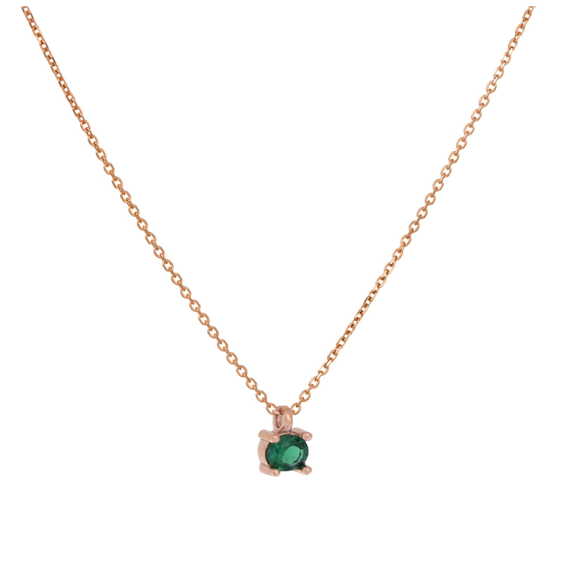 Κολιέ ροζ χρυσό 9 καρατίων μονόπετρο