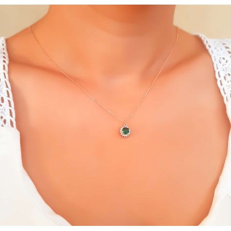 Κολιέ ροζ χρυσό 9 καρατίων ροζέτα