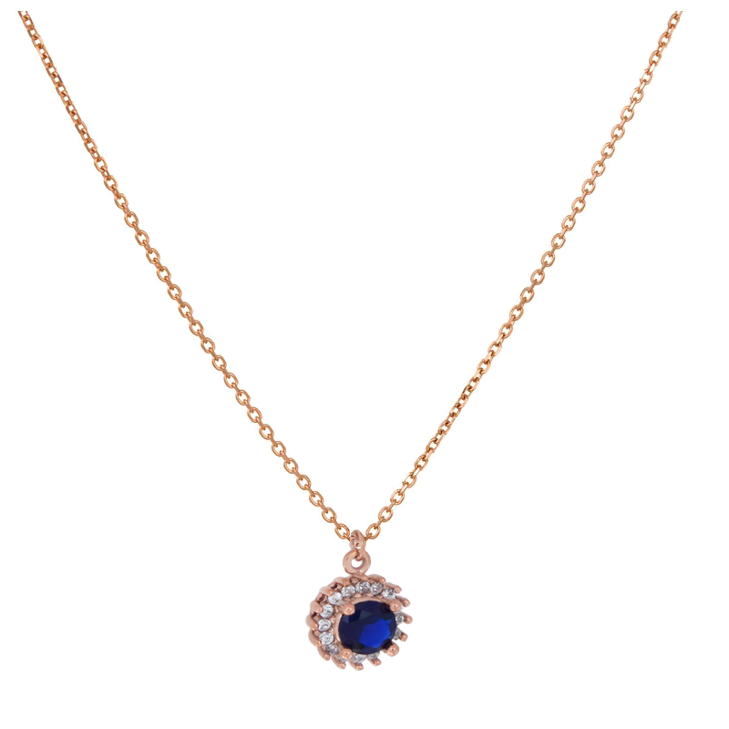 Κολιέ ροζ χρυσό 9 καρατίων ροζέτα