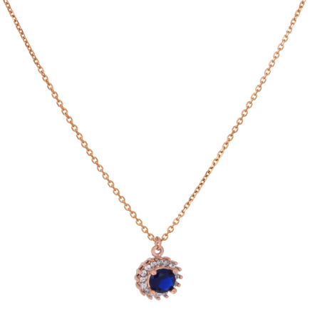 Κολιέ ροζ χρυσό 9 καρατίων ροζέτα