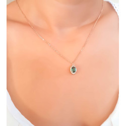 Κολιέ ροζ χρυσό 9 καρατίων ροζέτα οβάλ