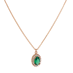 Κολιέ ροζ χρυσό 9 καρατίων ροζέτα οβάλ