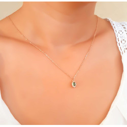 Κολιέ ροζ χρυσό 9 καρατίων ροζέτα οβάλ