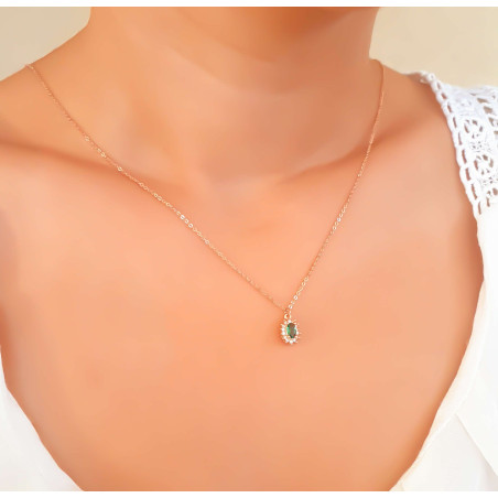 Κολιέ ροζ χρυσό 9 καρατίων ροζέτα οβάλ