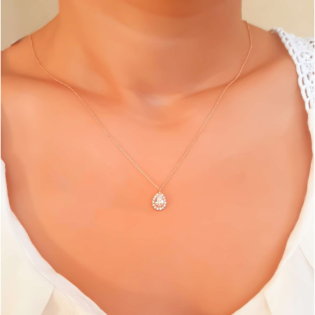 Κολιέ ροζ Χρυσό 14 καρατίων δάκρυ