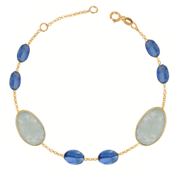 Βραχιόλι χρυσός 14 καρατίων με ζαφείρια ακουαμαρίνα