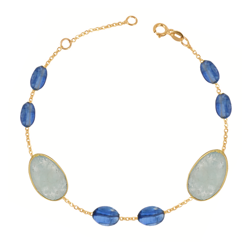 Βραχιόλι χρυσός 14 καρατίων με ζαφείρια ακουαμαρίνα