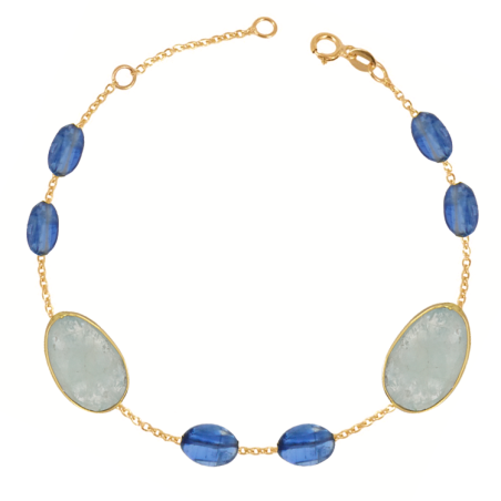 Βραχιόλι χρυσός 14 καρατίων με ζαφείρια ακουαμαρίνα