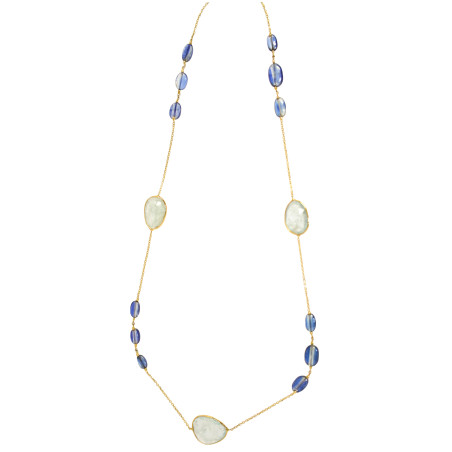 Κολιέ  Χρυσό 14 καρατίων Με Ζαφείρια Και Ακουαμαρίνα