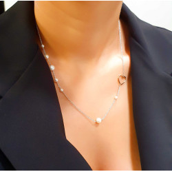 Κολιέ λευκόχρυσο 14 καρατίων μαργαριτάρι