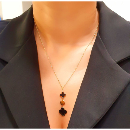 Κολιέ χρυσό 14 καρατίων με Σταυρός Με Μαύρο Όνυχας