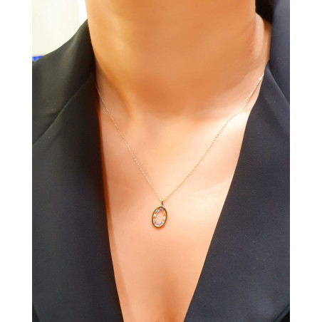 Κολιέ χρυσό 14 καρατίων με χρωματιστά ζιργκον