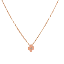 Κολιέ ροζ χρυσό 14 καρατίων σταυρουδάκι