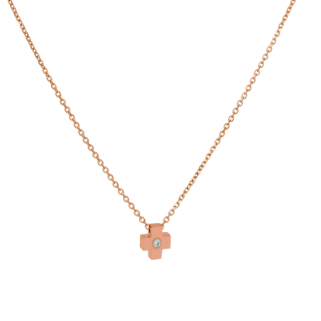 Κολιέ ροζ χρυσό 14 καρατίων σταυρουδάκι