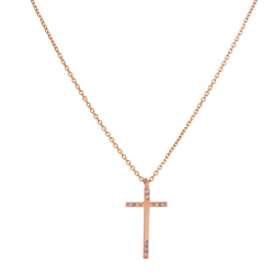 Κολιέ ροζ χρυσό 14 καρατίων σταυρουδάκι